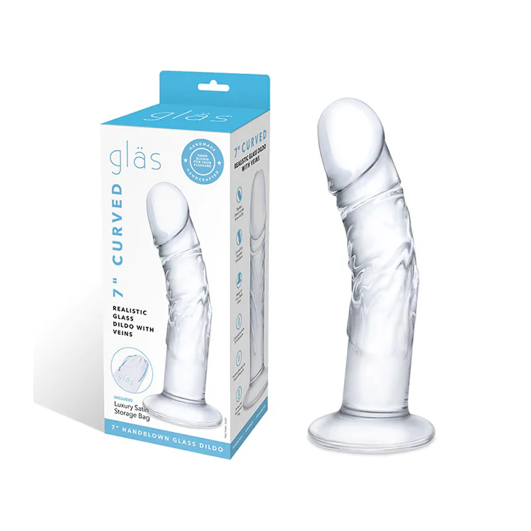 7" Curved Realistic Glass Dildo