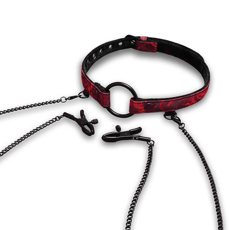 Rosegasm Open Mouth Gag with Removeable Nipple Clamps