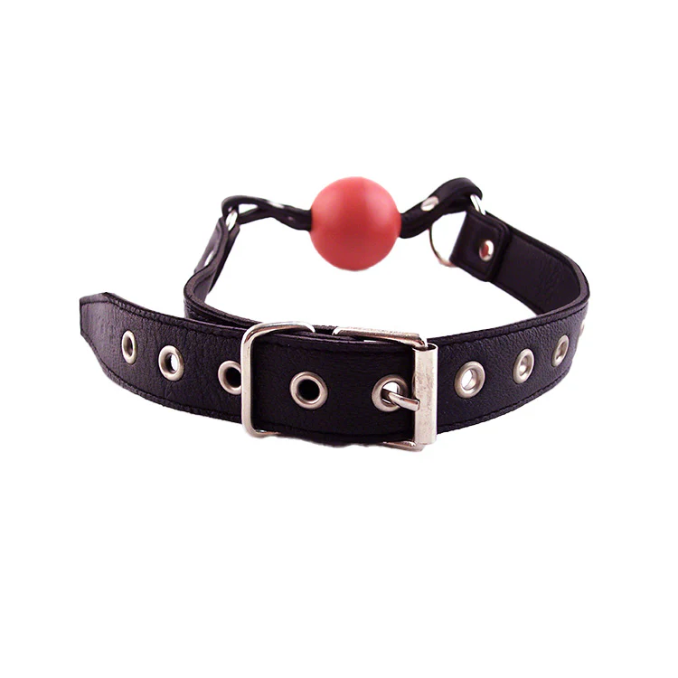 Rouge Leather Ball Gag with Red Ball