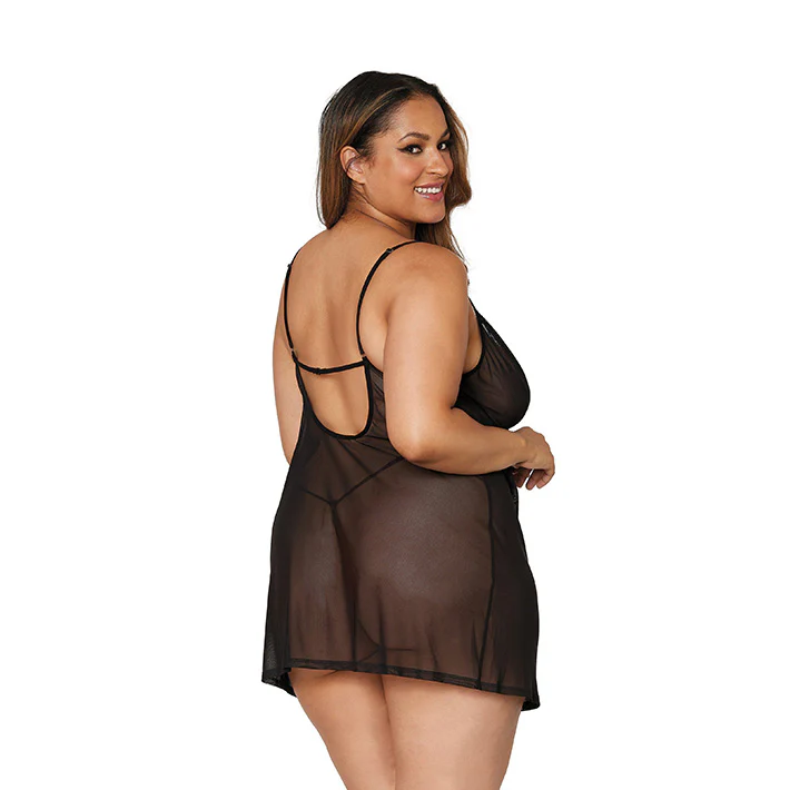 Sheer Robe Chemise & G-String 3pc Set