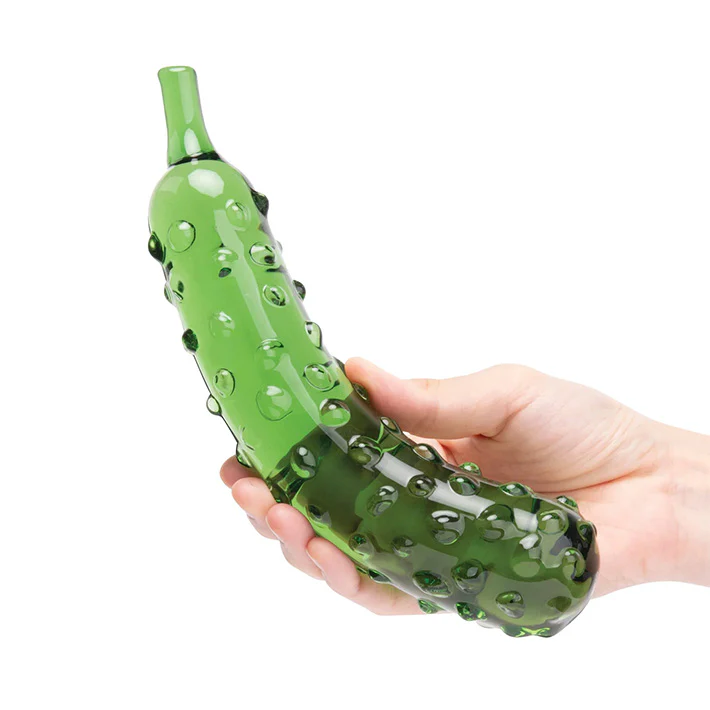 Caressing Cucumber 8.25in Glass Dildo