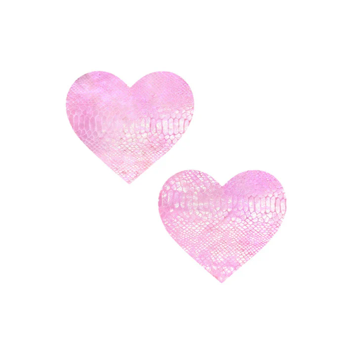 3295-blacklight-iridescent-snake-skin-heart-nipple-pasties-1.webp Blacklight Iridescent Snake Skin Heart Nipple Pasties