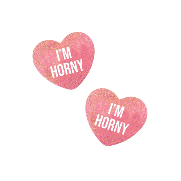 3296-i-m-horny-pink-shimmer-candy-heart-nipple-pasties-1.webp I'm Horny Pink Shimmer Candy Heart Nipple Pasties