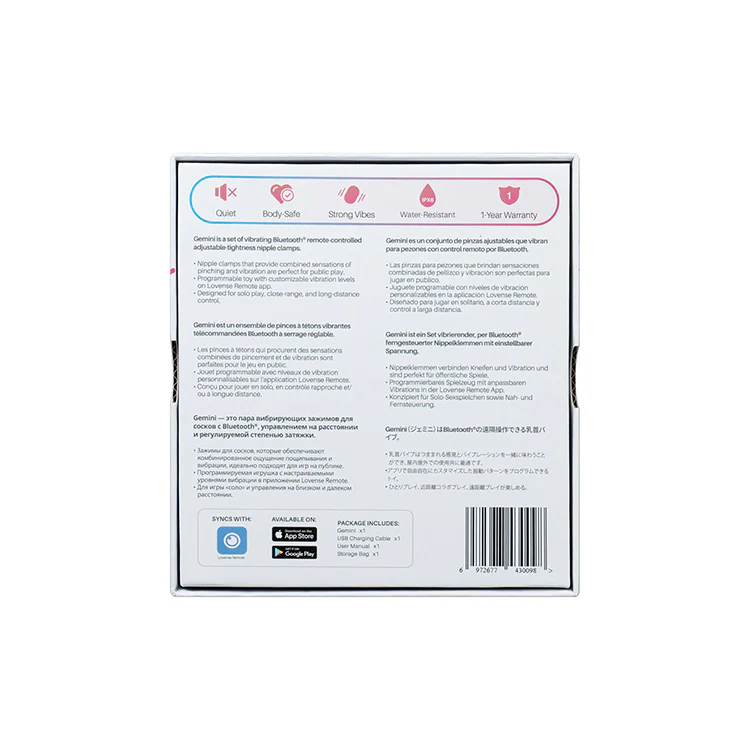 Lovense Gemini Bluetooth Controlled Vibrating Nipple Clamps