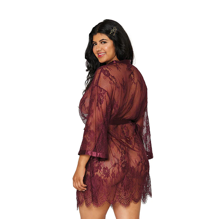 Eyelash Lace Robe with Scallop Hem