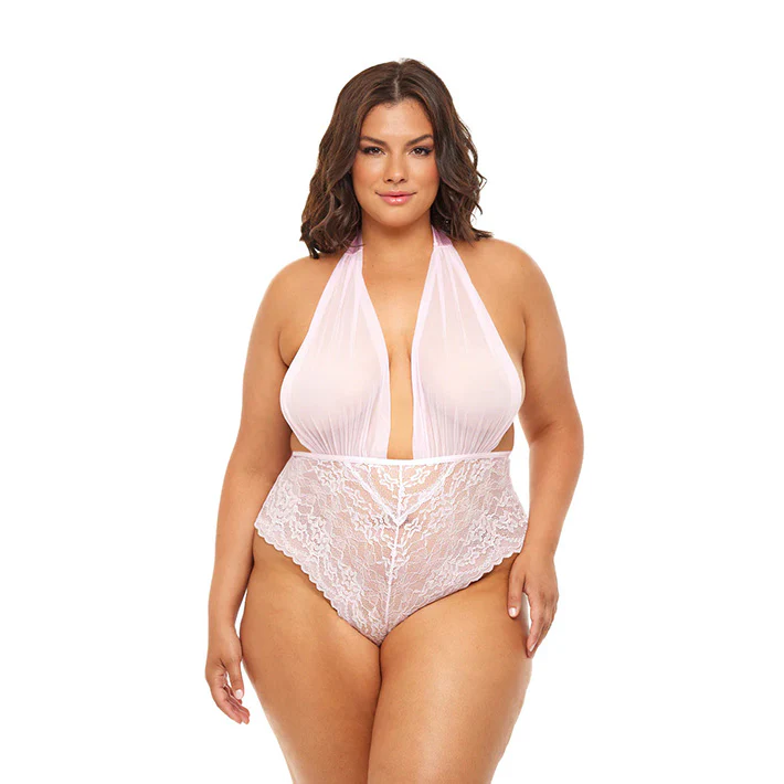 Aria Sheer Plunge Halter Teddy