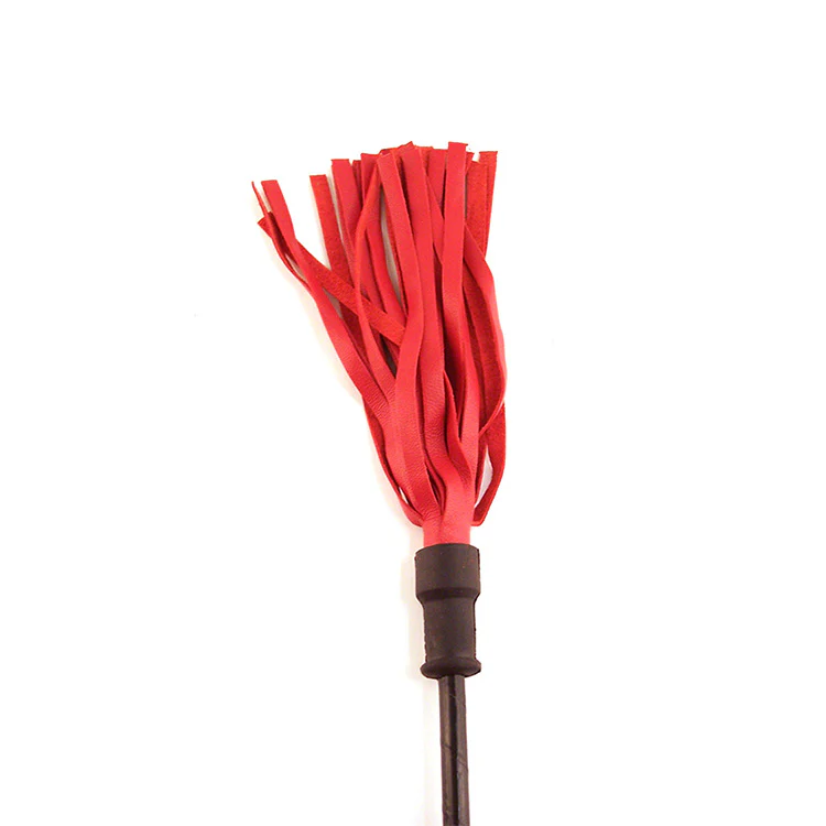 Rouge Leather Riding Crop with Rounded Wooden Handle