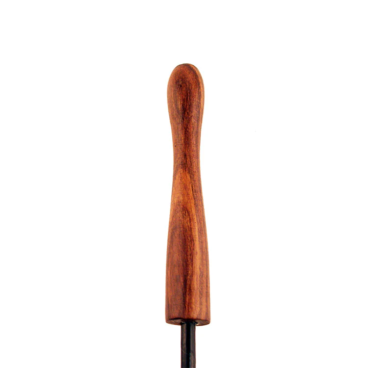 Rouge Leather Riding Crop with Rounded Wooden Handle