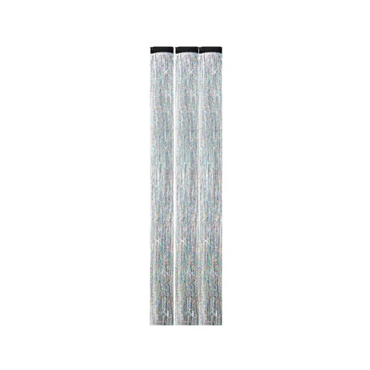 Silver Sparkle Tinsel Hair Extension Clips 3pk