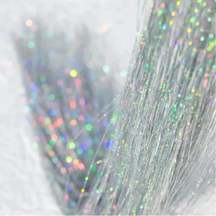 Silver Sparkle Tinsel Hair Extension Clips 3pk