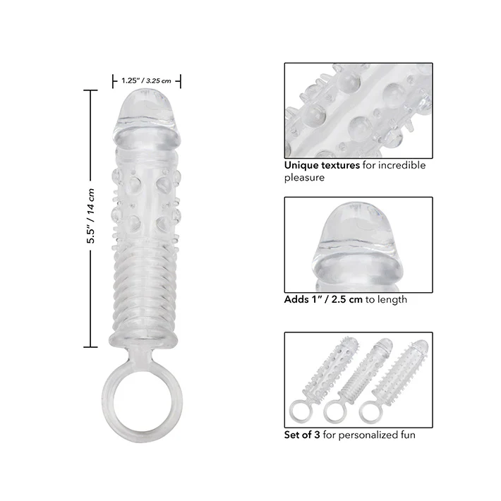 3pc Textured Penis Extension Set