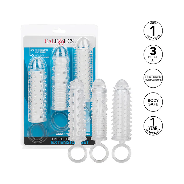 3pc Textured Penis Extension Set