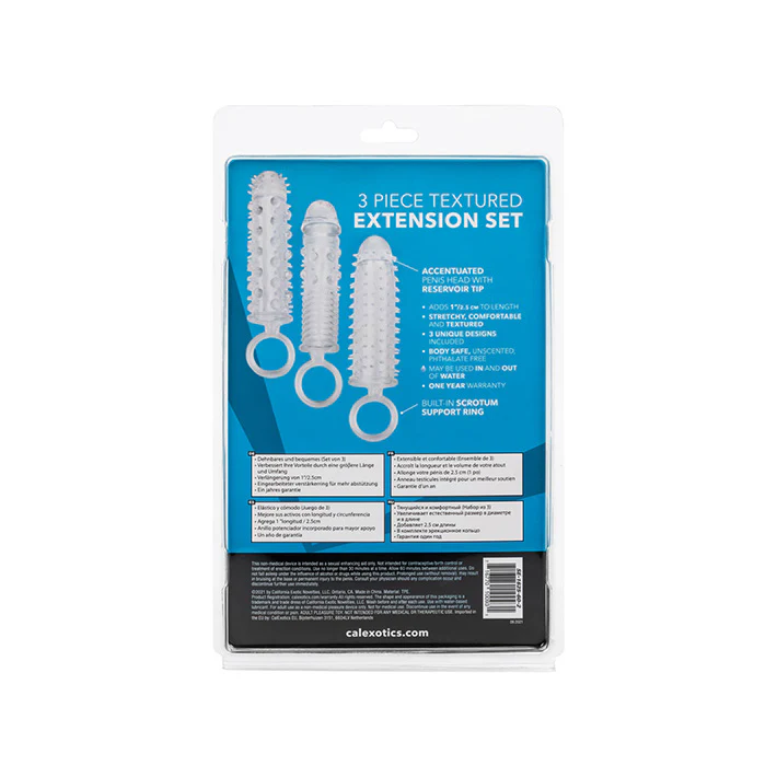 3pc Textured Penis Extension Set