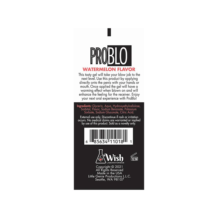 Pro Blo Watermelon Flavored Warming Edible Gel